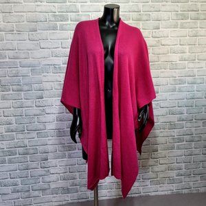+Beryll Cashmere Serape Cape Shawl Wrap Open‎ Front Poncho Ruana Raspberry OS